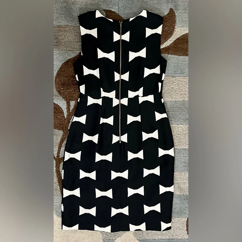 Kate Spade Sleeveless Cora Bow Tie Print Sheath Dress Black/White